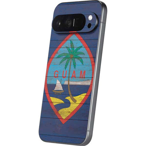 Guam Flag Dark Wood Pixel 9 Pro XL Skin